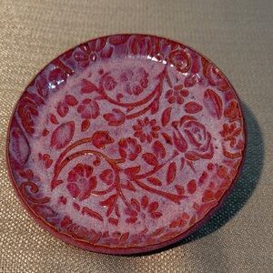 New Handcrafted Floral Pink Tones Trinket Decorative Plate